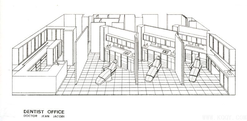 三个椅位的口腔诊所平面及三维设计图