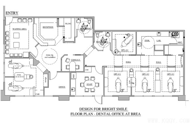 欧洲6椅位中型诊所平面设计图